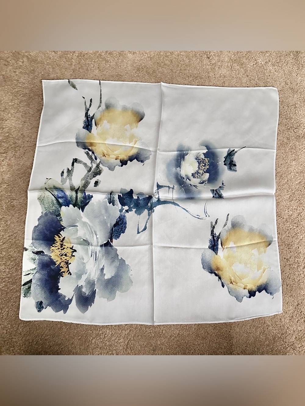 100% Mulberry Silk Scarf 1 Floral Watercolor